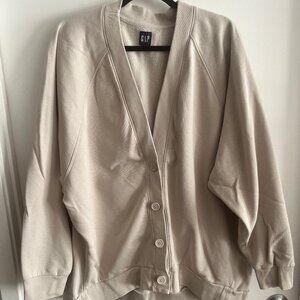 Women's GAP Matching Lounge Set Sweat Pants and Cardigan Top - Beige - Size XL